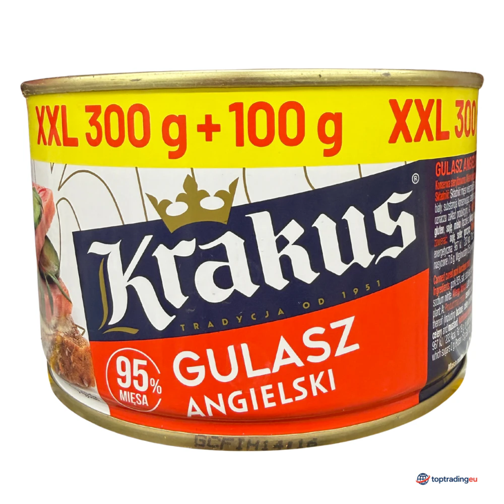 KRAKUS Gulasz Angielski XXL 400 g (300 g + 100 g) 95% mięsa – UNIKAT 1