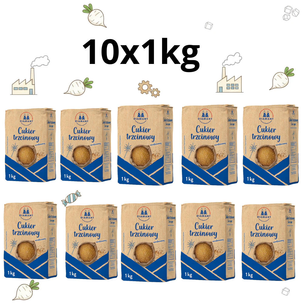 Cukier brązowy nierafinowany 10x1kg Zgrzewka Diamant 1