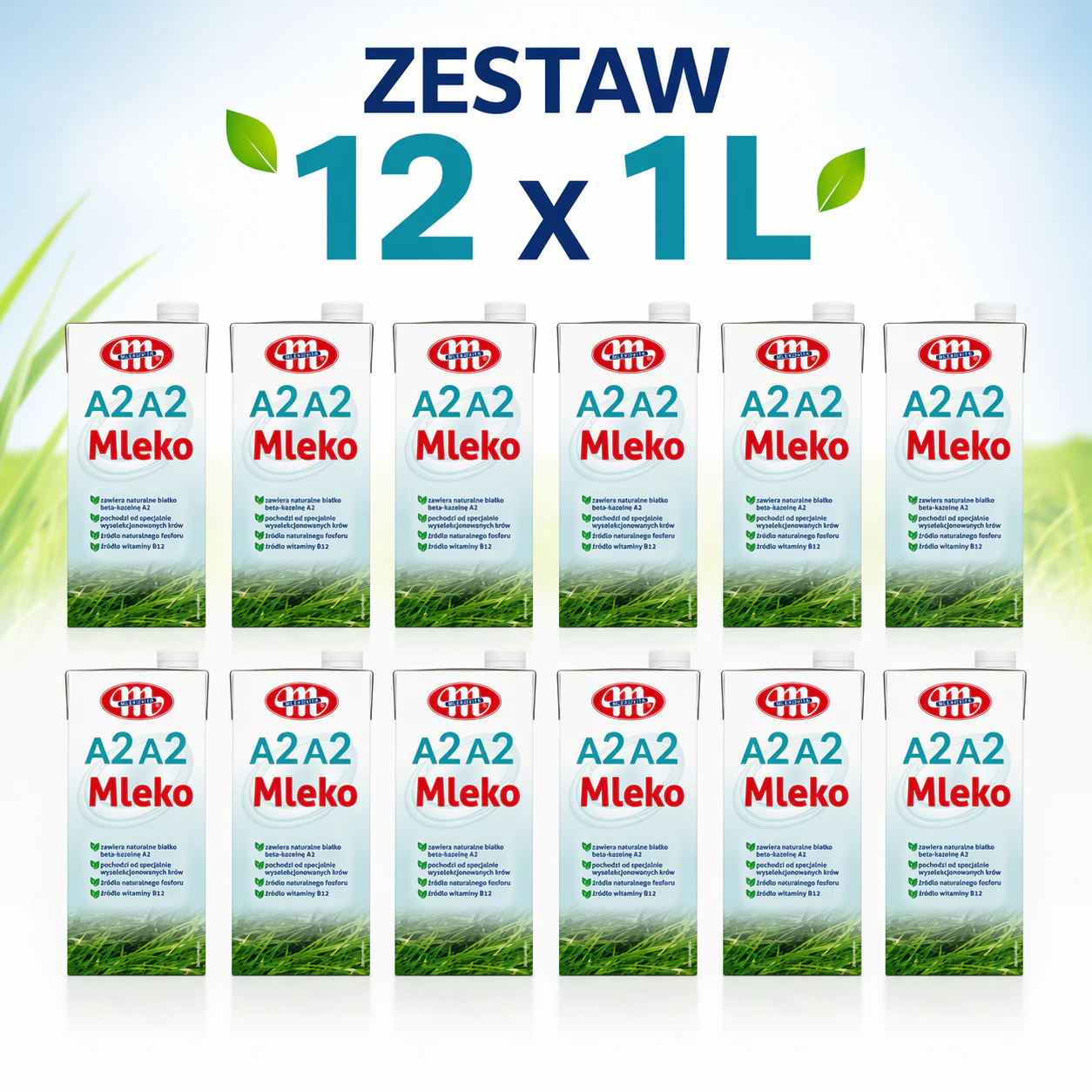 MLEKOVITA A2A2 Mleko ZGRZEWKA 12x1L DŁUGA DATA 01.04.2027 1